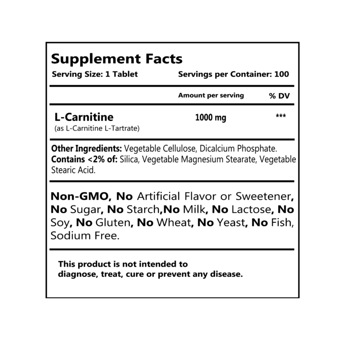 Genesisvit Pharma L-Carnitine, 1000 mg, 100 tabs - Image 4