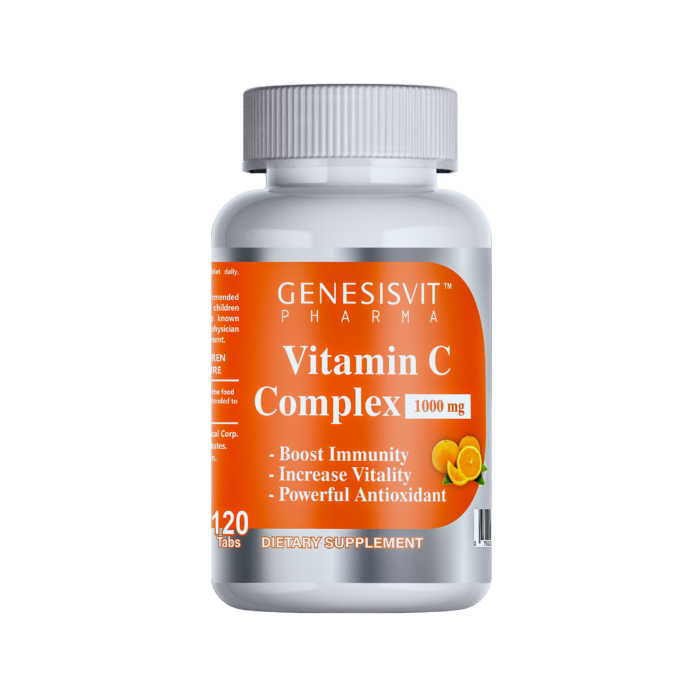 Genesisvit Pharma Vitamin C Complex 1000 mg with Bioflavonoids & Rose Hips, 120 tablets