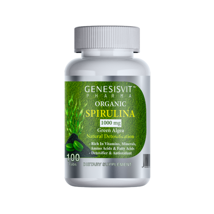 Genesisvit Pharma Organic Spirulina, 1000 mg, 100 tabs