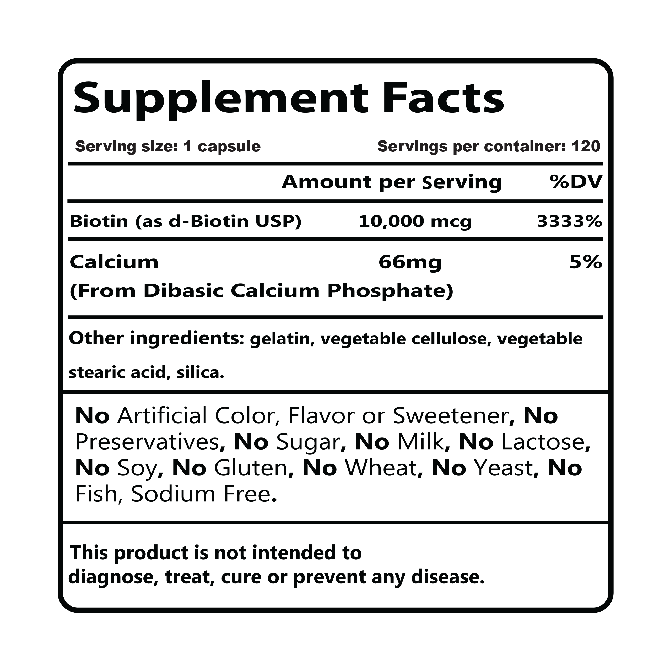 BIOTIN EXTRA- STRENGTH 10,000 MCG 120 HARD GELATIN CAPSULES - USA - Image 3