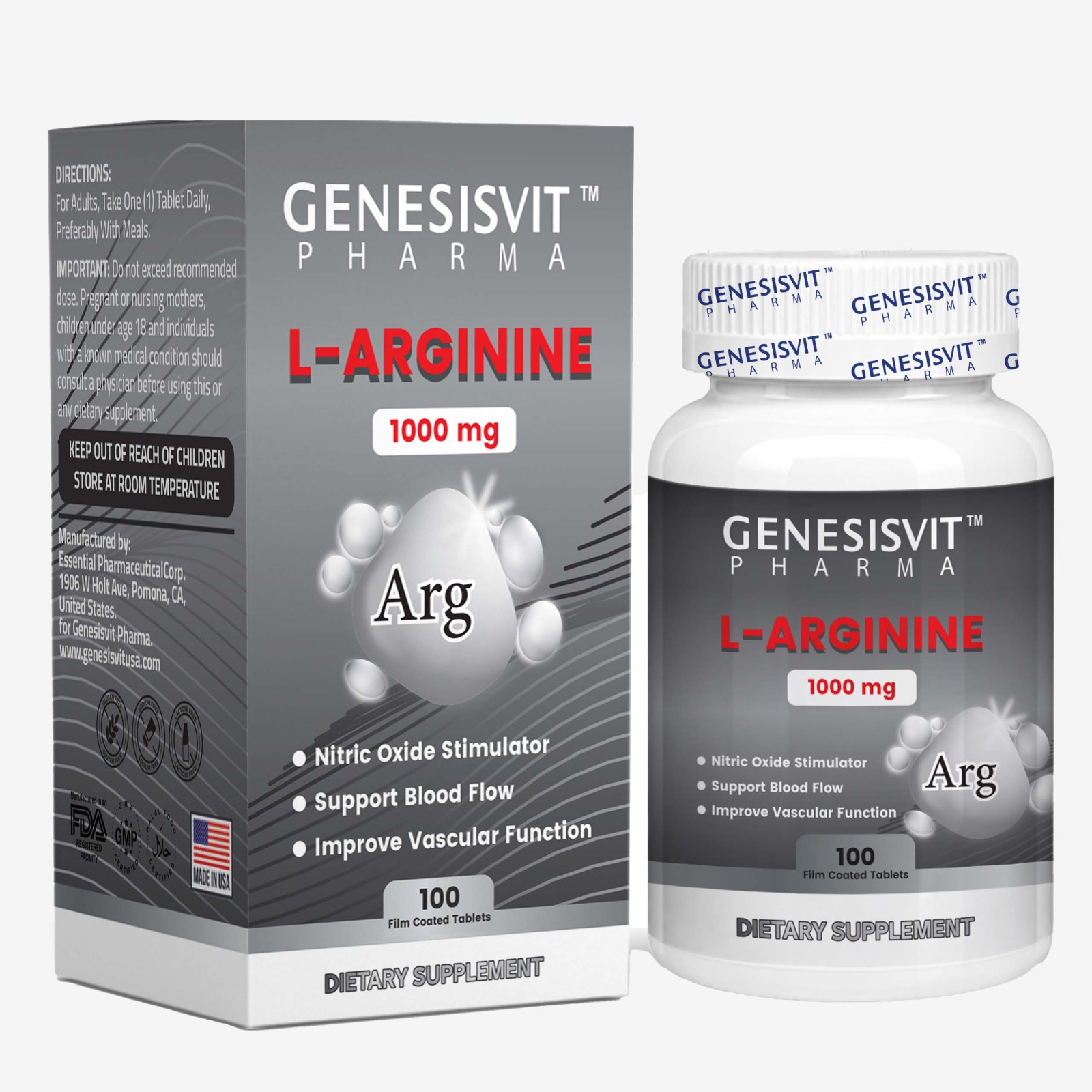 L-ARGININE 1000 MG 100 FILM COATED TABLETS USA