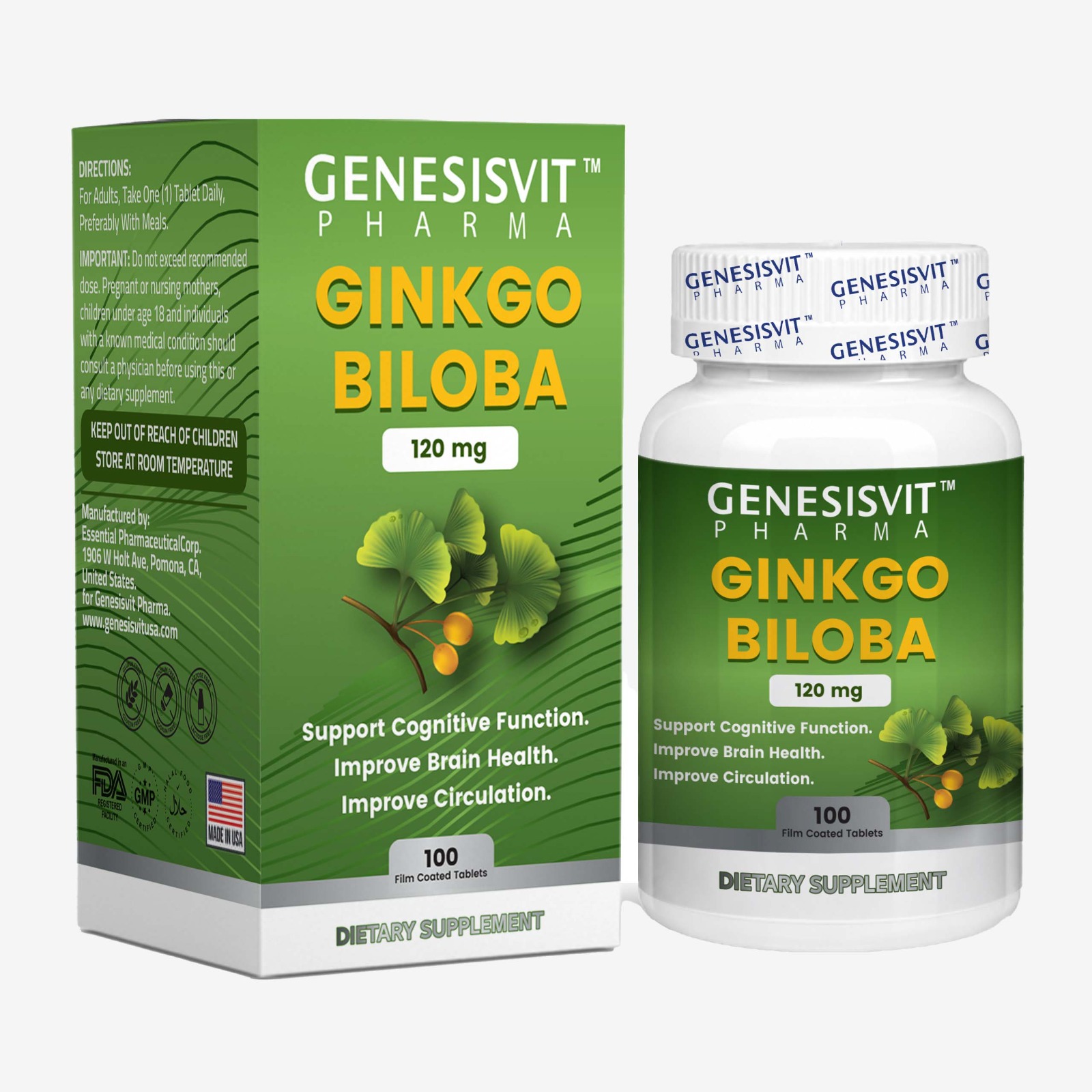 GINKGO BILOBA 120 MG 100 FILM COATED TABLETS - USA